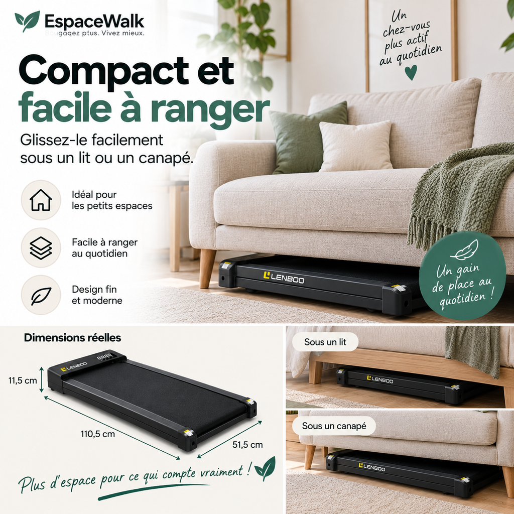 Tapis de Marche Électrique EspaceWalk – Compact pour Maison et Bureau