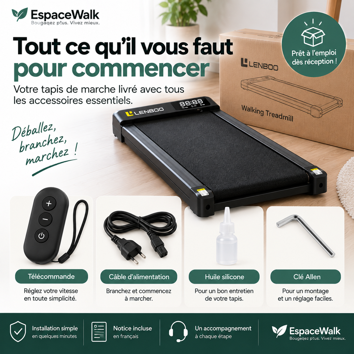 Tapis de Marche Électrique EspaceWalk – Compact pour Maison et Bureau
