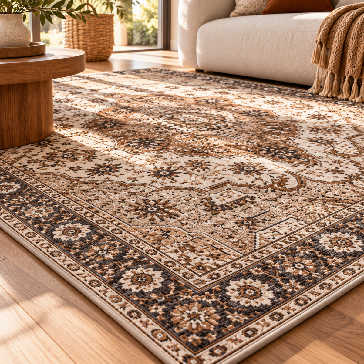 Tapis salon – marron graphique | SENA