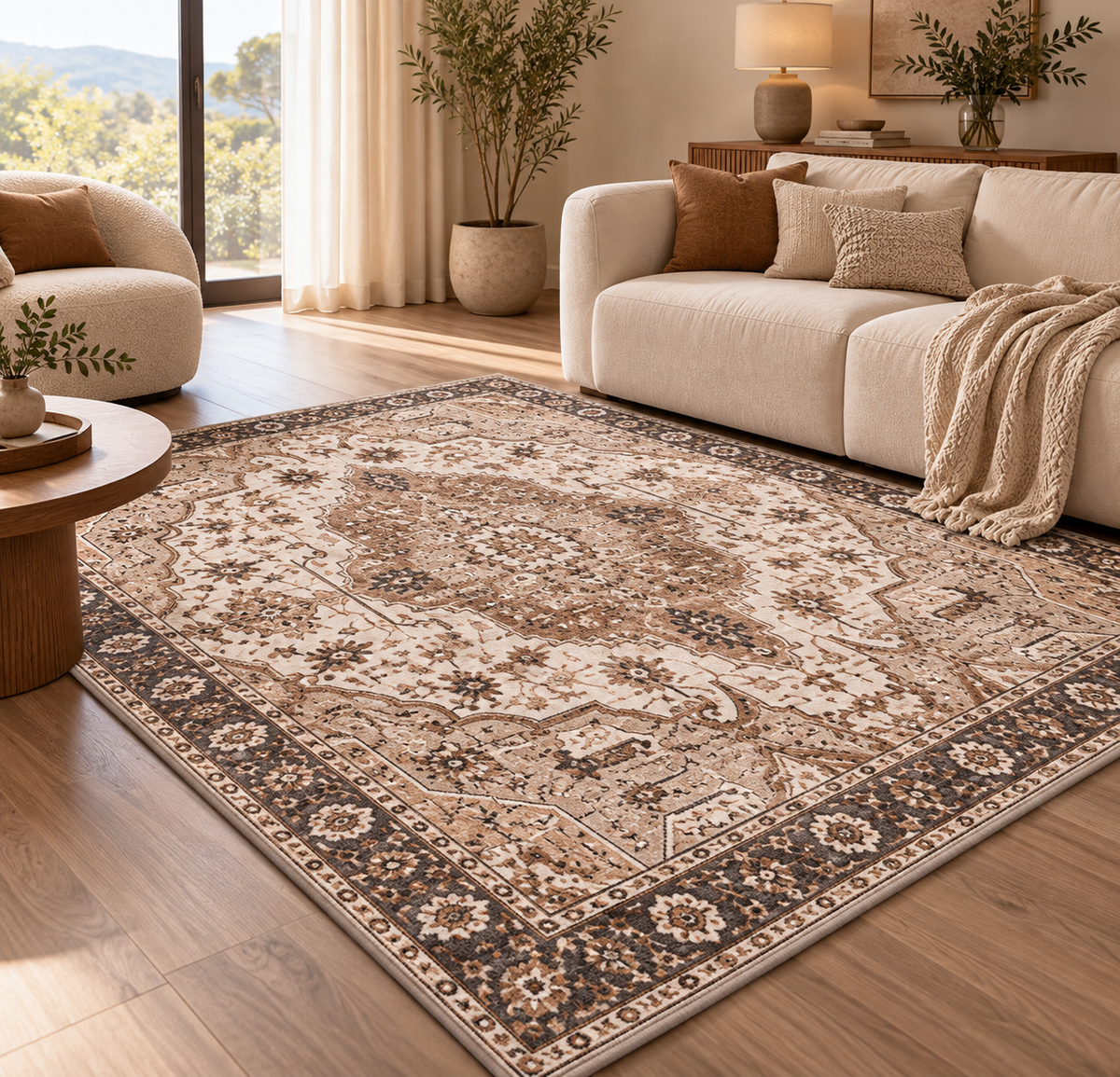Tapis salon – marron graphique | SENA